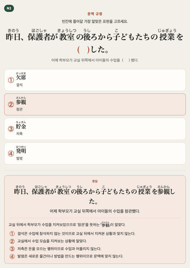 시각적 카드 예시. 같은 내용은 이어지는 구조화된 텍스트로 제공됩니다.