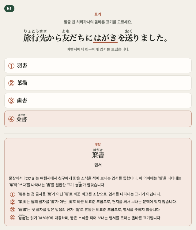 시각적 카드 예시. 같은 내용은 이어지는 구조화된 텍스트로 제공됩니다.