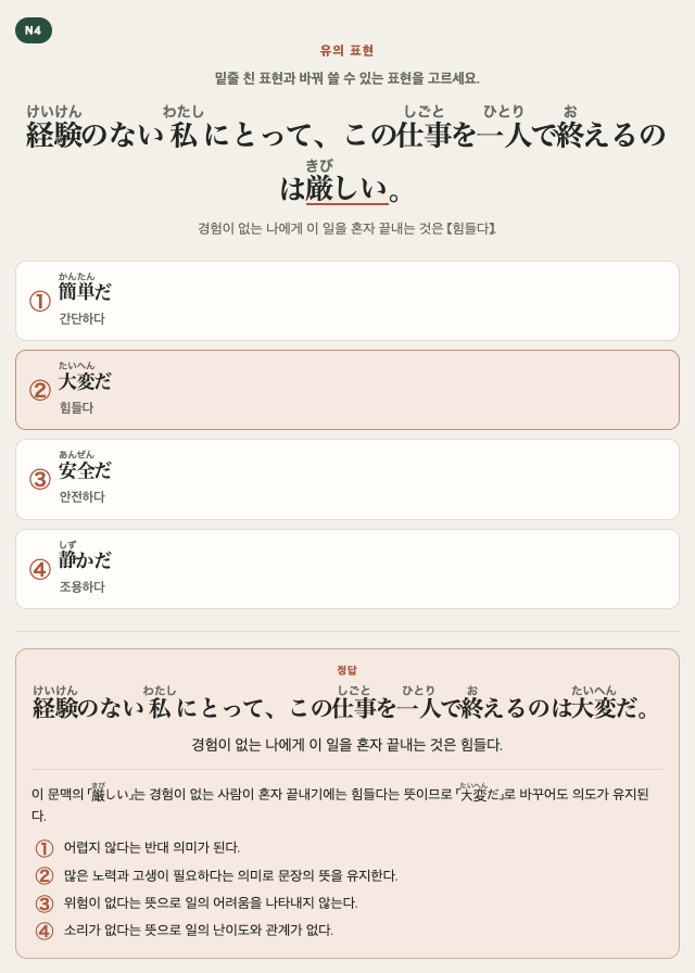 시각적 카드 예시. 같은 내용은 이어지는 구조화된 텍스트로 제공됩니다.