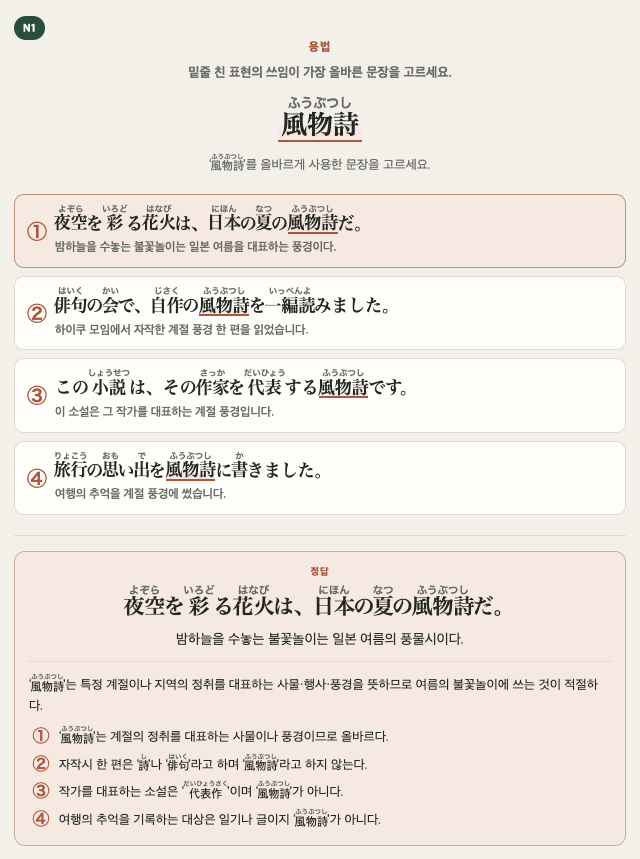 시각적 카드 예시. 같은 내용은 이어지는 구조화된 텍스트로 제공됩니다.